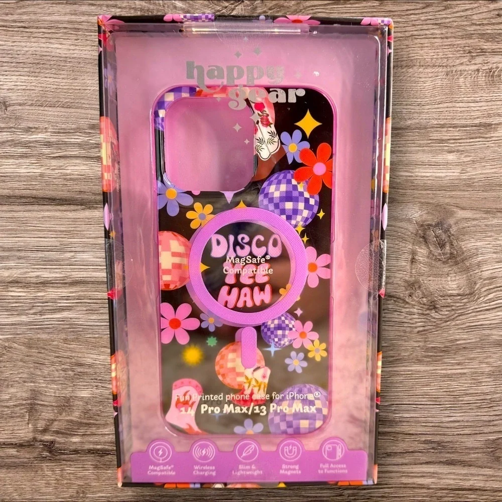 NIB Happy Gear-Fun Printed Case For iPhone 14 Pro Max / 13 Pro Max-Disco Yee Haw